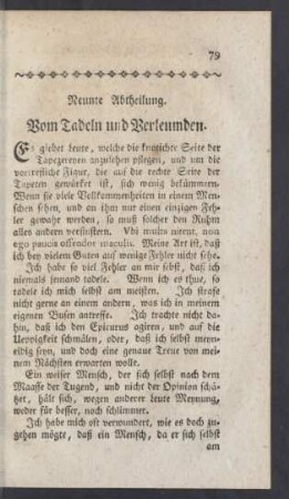 Neunte Abtheilung. Vom Tadeln und Verleumden
