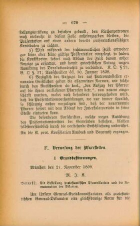 F. Verwesung der Pfarrstellen