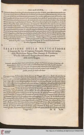 Relatione della navigatione & scoperta che fece il Capitano Fernando Alarcone [...]
