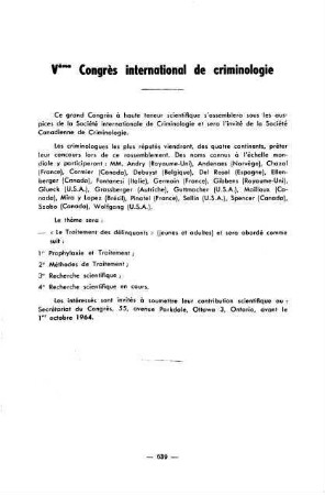 639, Vème Congrès international de criminologie