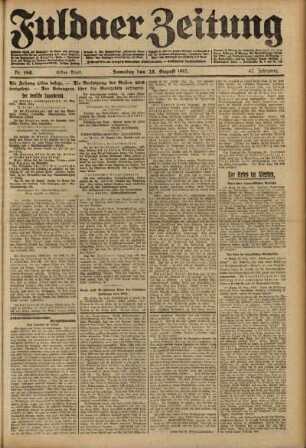 Erste Ausgabe vom Samstag, den 28. August 1915.