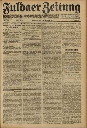 Erste Ausgabe vom Samstag, den 28. August 1915.
