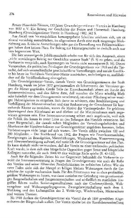 Hauschild-Thiessen, Renate :: 150 Jahre Grundeigentümer-Verein in Hamburg von 1832 e.V., ein Beitrag zur Geschichte der Freien und Hansestadt Hamburg : Hamburg, Grundeigentümer-Verein, 1982