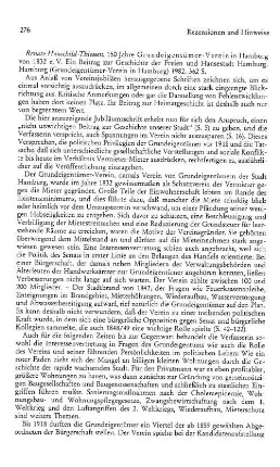 Hauschild-Thiessen, Renate :: 150 Jahre Grundeigentümer-Verein in Hamburg von 1832 e.V., ein Beitrag zur Geschichte der Freien und Hansestadt Hamburg : Hamburg, Grundeigentümer-Verein, 1982