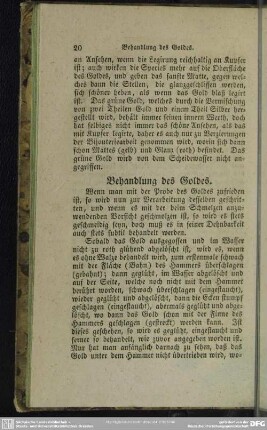 Behandlung des Goldes