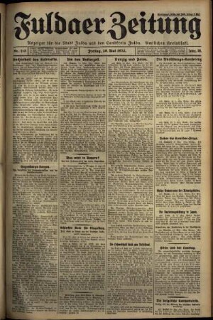 Erste Ausgabe vom Freitag, den 20. Mai 1932.