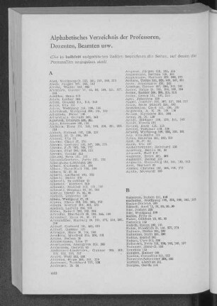 Alphabetisches Verzeichnis der Professoren, Dozenten, Beamten usw.
