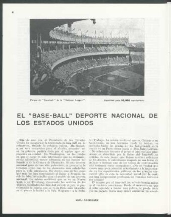 El "Base-Ball" deporte nacional de los Estados Unidos