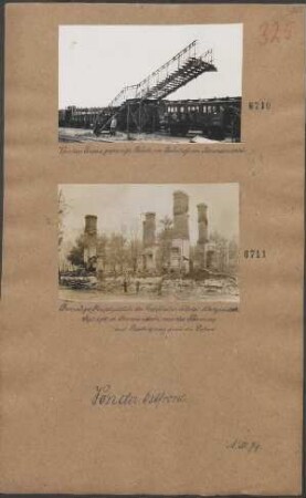 Von den Russen gesprengte Brücke im Bahnhof von Baranowitschi