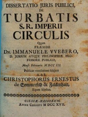 Dissertatio Juris Publici, De Turbatis S.R. Imperii Circulis