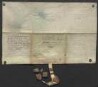 Hans Reinhardt und Hans Schnabel, Einwohner zu Elsenfeld (Elsaffen), bekunden am 8. Mai 1572, dass sie bereits im Jahr 1571 mit Simon Horn dem Älteren und dessen Sohn Philipp Horn für 900 Gulden die Kreuz- oder Ringelmühle an Hans Leonhard von Aulenbach, Amtmann zu Hausen, verkauft haben. Sie quittieren vor Zeugen die Bezahlung der Kaufsumme und übertragen das Gut mit Nennung der darauf lastenden Zinsen/Gülten. Ankündigung des Siegels von Melchior Hunger, Oberschultheiß zu Kleinwallstadt.