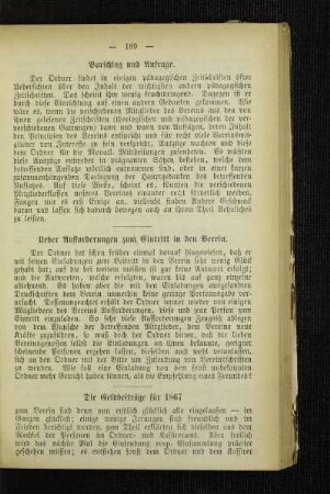 ¬Die¬ Geldbeiträge für 1867
