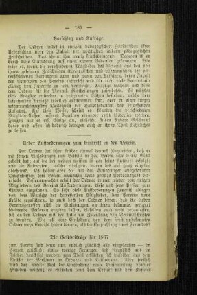 ¬Die¬ Geldbeiträge für 1867