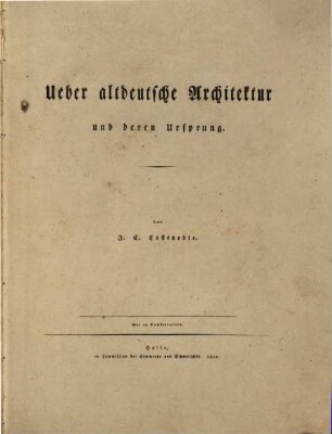 Ueber altdeutsche Architektur und deren Ursprung