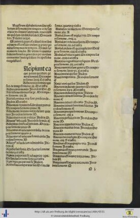 Registrum alphabetico ordine collectum in sermones de tempore et de sanctis ac in commune sanctorum.