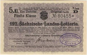 3 Reichsmark / 15 Reichsmark - 1/10 Los, 5. Klasse