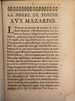 La Pierre de Touche aux Mazarins