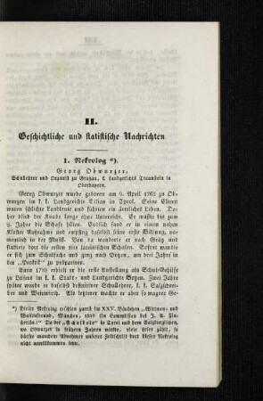 Georg Obwurzer : Schullehrer und Organist zu Graßau, k. Landgerichts Traunstein in Oberbayern ; [Nekrolog]