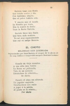 El choto : Milongas con quebrada