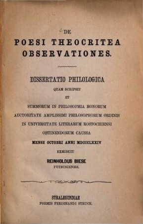De poësi Theocritea observationes : Diss. philol.