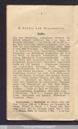 B. Städte und Ortschaften.