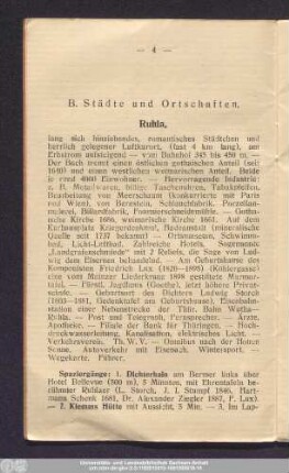 B. Städte und Ortschaften.