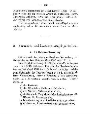 3. Garnison- und Lazareth-Angelegenheiten