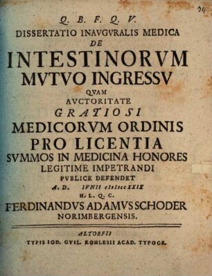 Diss. inaug. med. de intestinorum mutuo ingressu