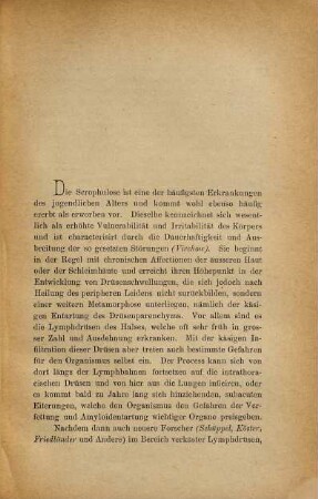 Zur Behandlung der scrophulosen Drüsenschwellungen am Halse