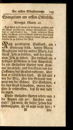 Evangelium am ersten Osterfeste