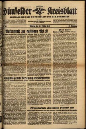 Ausgabe vom Montag, den 12. Oktober 1942.