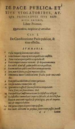 De Pace Pvblica Et Eivs Violatoribvs, Atqve Proscriptis Sive Bannitis Imperii : Libri Dvo. De Pignorationibus Liber Vnus