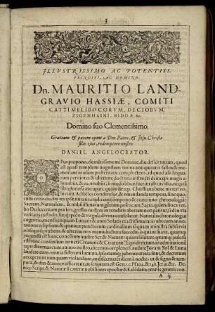 Illustrissimo Ac Potentiss. Principi Ac Domino Dn. Mauritio Landgravio Hassiæ [...]