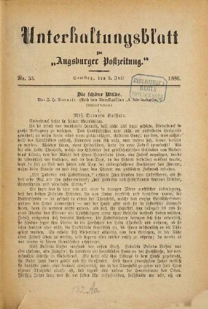 Augsburger Postzeitung. Unterhaltungsblatt zur Augsburger Postzeitung. 1886