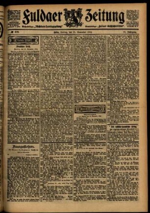 Erste Ausgabe vom Freitag, den 25. November 1904.