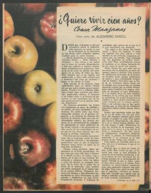 ¿Quiere vivir cien años? Coma manzanas : Una nota