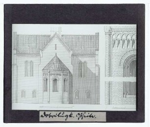 Doberlug-Kirchhain, Kloster Dobrilugk : Aufriss der Ostseite der Kirche (Zeichnung)