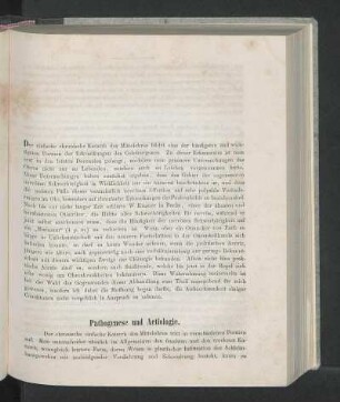 Pathogenese und Aetiologie.
