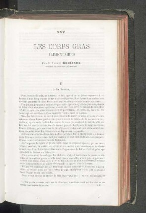 XXV Les corps gras alimentaires