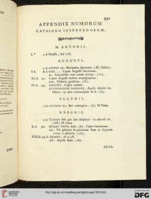 Appendix numorum: catalogo inserendorum