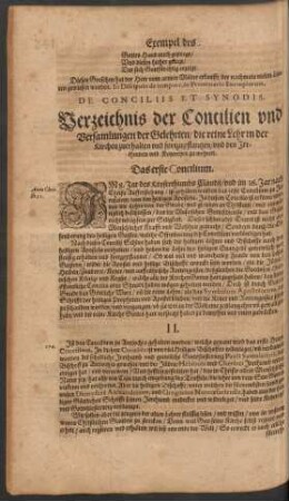De Conciliis Et Synodis. Verzeichnis der Concilien und Versamlungen der Gelehrten ...