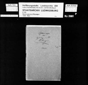 Schuldenwesen der Gesamt- und der Teilgemeinde Durlangen sowie der Teilgemeinden Tanau und Zimmerbach