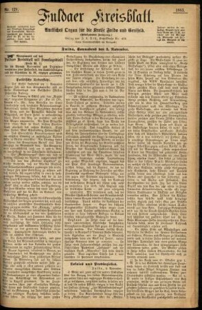 Erste Ausgabe vom Samstag, den 03. November 1883.