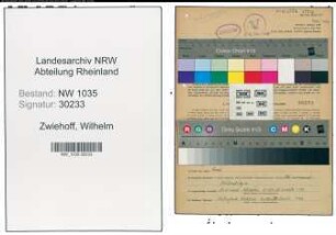 Entnazifizierung Wilhelm Zwiehoff , geb. 08.04.1897 (Bergmann)