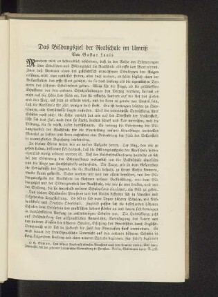 Das Bildungsziel der Realschule im Umriß
