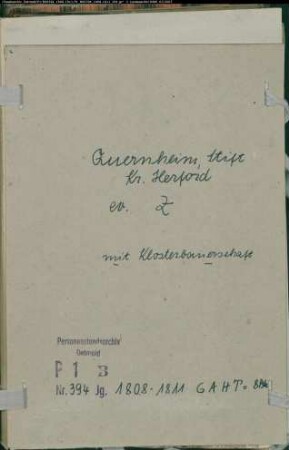 Zivilstandsregister der evangelischen Gemeinde Quernheim, Kreis Herford (GAHT 1808-1811) (Gemeinde: Evangelische Gemeinde Quernheim)