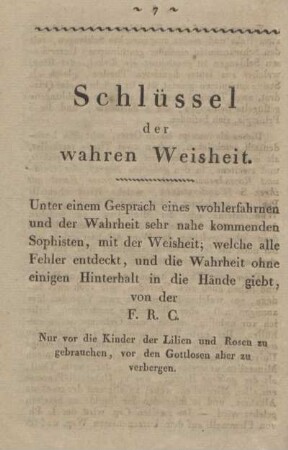 Schlüssel der wahren Weisheit.