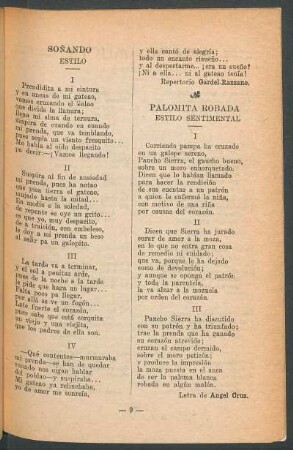 Palomita robada : Estilo sentimental