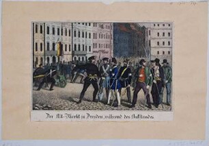 Aufständische beim Maiaufstand in Dresden 1849 auf dem Altmarkt