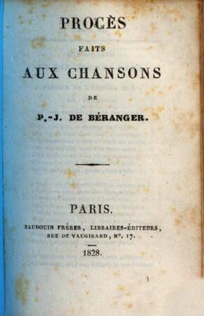 Procés faits aux chansons